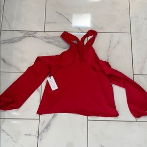 Saylor open shoulder long sleeve blouse